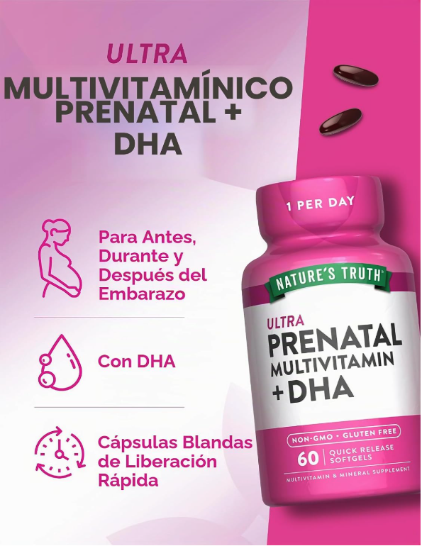 PRENATAL + DHA (60 SOFTGELS) - Imagen 3