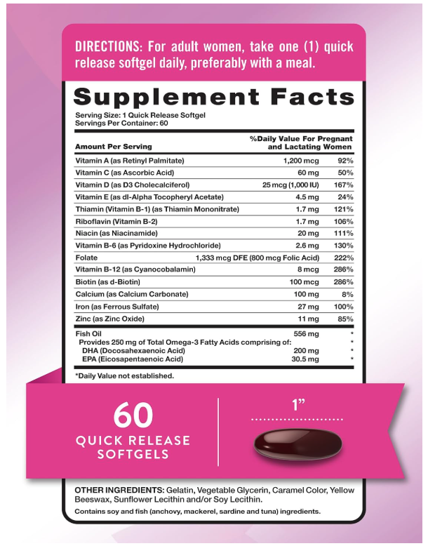 PRENATAL + DHA (60 SOFTGELS) - Imagen 2